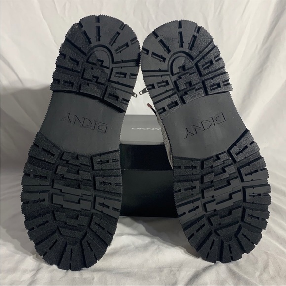 DKNY Silver Black Rhinestone Combat Boots New With Box - Picture 5 of 7